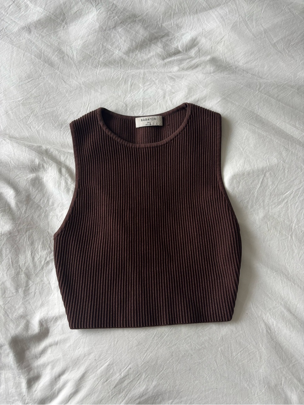 Aritzia Babaton Ribbed Racerback Tank Top XS Brown